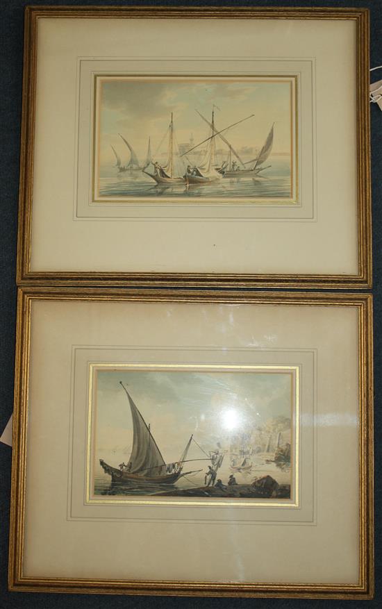 Robert Cleveley (1747-1809) The Gulf of Mare Piano and Shipping off Alexandria, 5 x 8in.